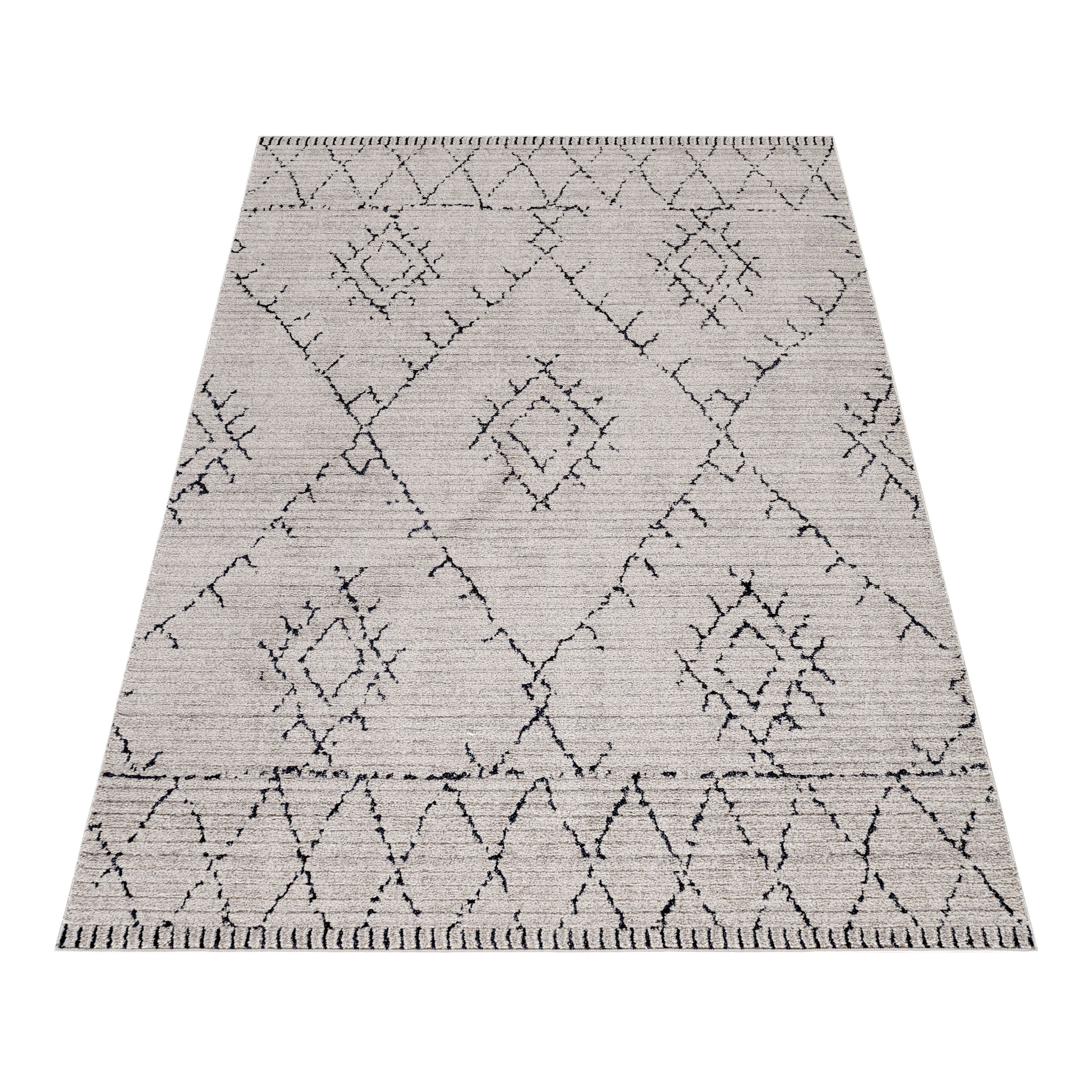 Kurzflor Teppich Wohnzimmer Berber Design Teppich Boho Stil Natur Optik