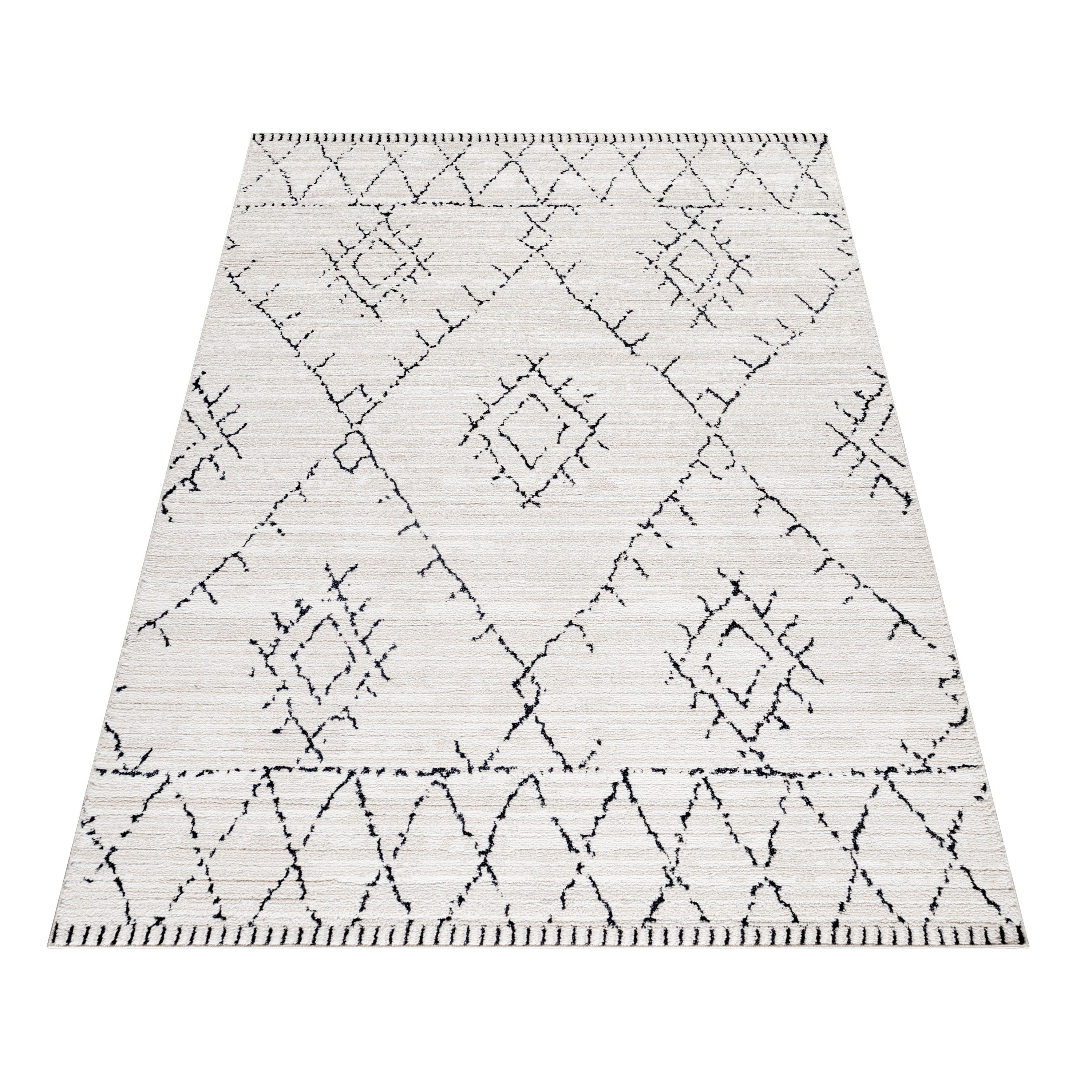 Kurzflor Teppich Wohnzimmer Berber Design Teppich Boho Stil Natur Optik