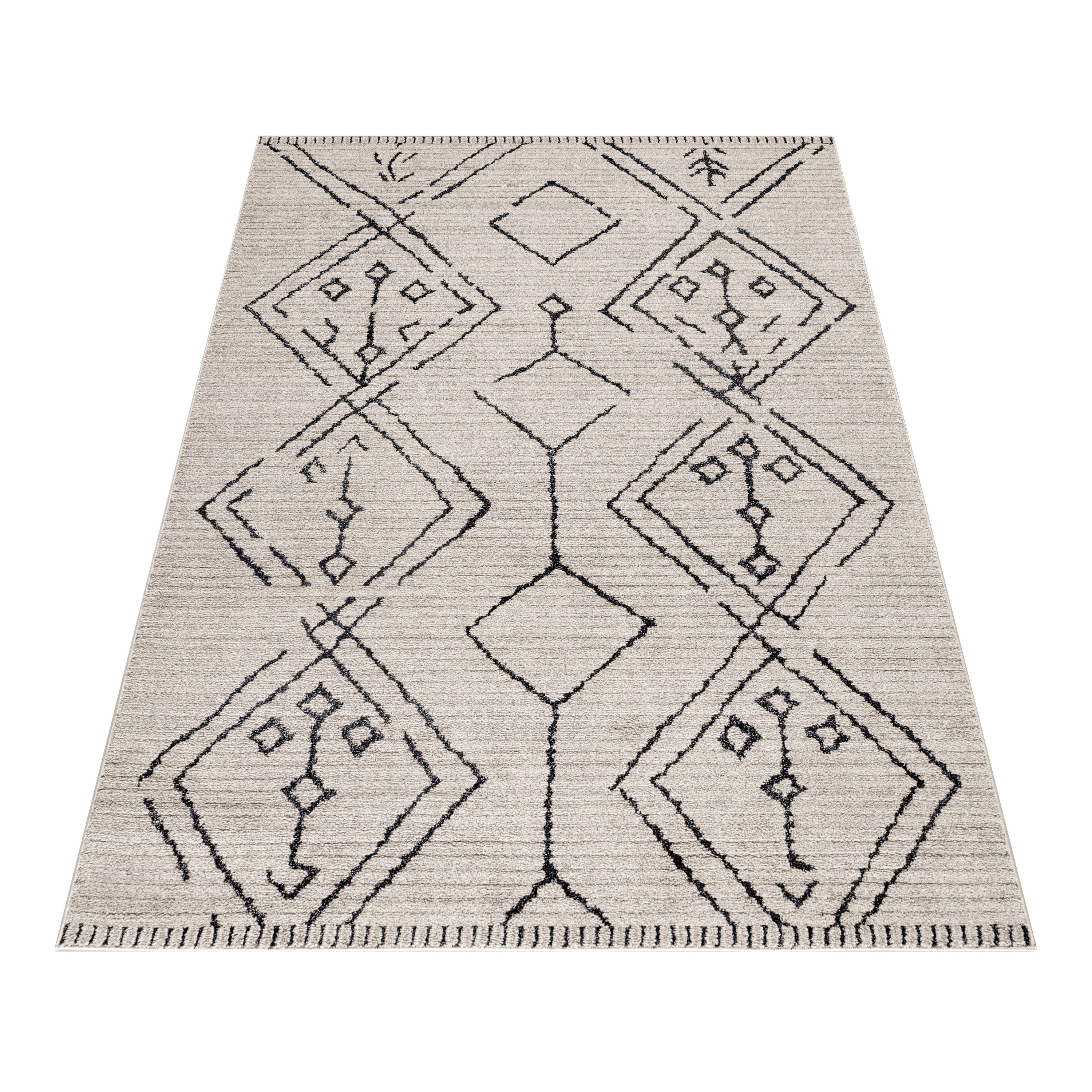 Tapis à poils courts salon tapis design bohème style scandinave aspect naturel