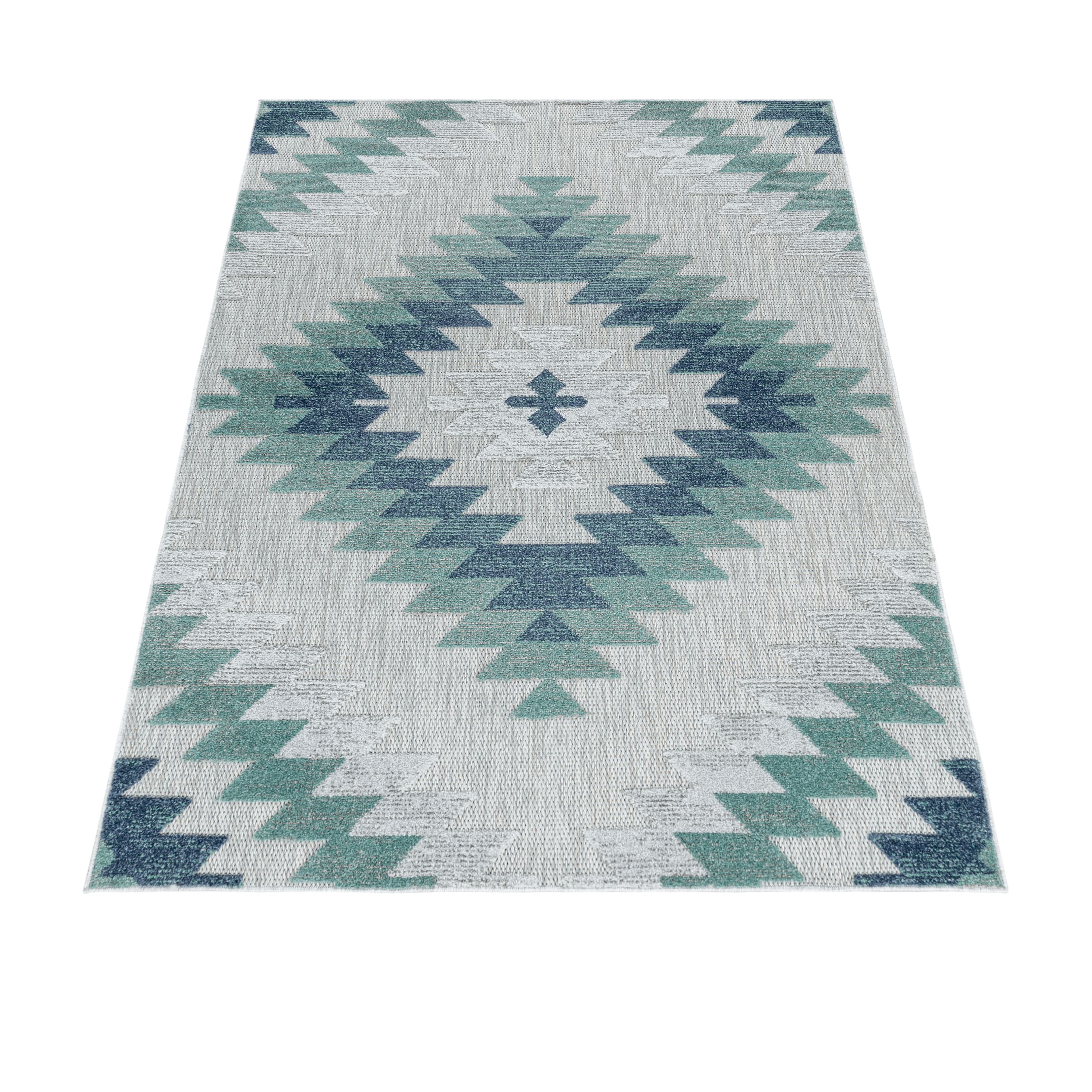 Indoor &amp; Outdoor Rug Weatherproof Geometric Design Kitchen Balcony Patio