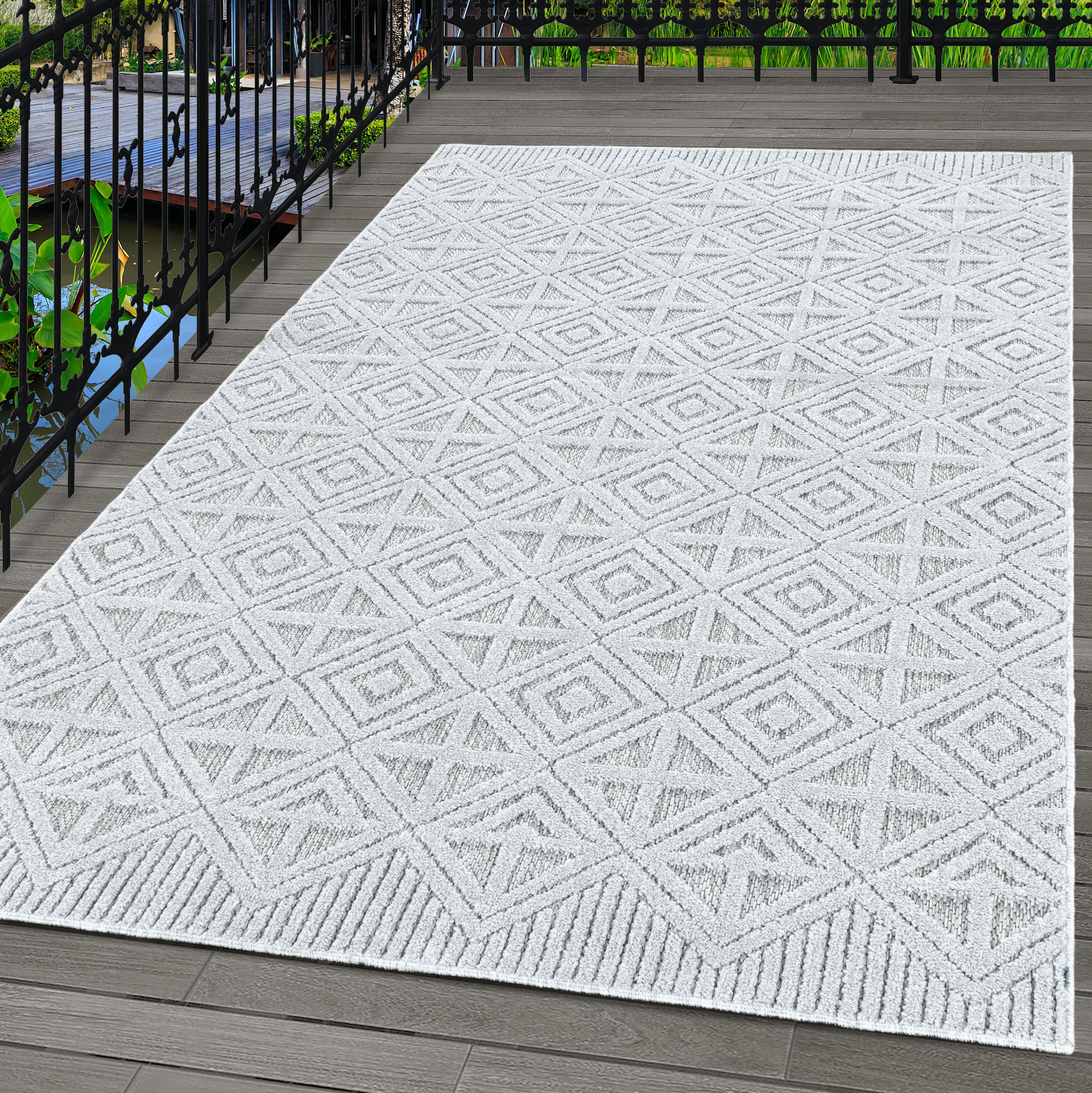 Indoor &amp; Outdoor Rug Weatherproof Boho Design Kitchen Balcony Patio