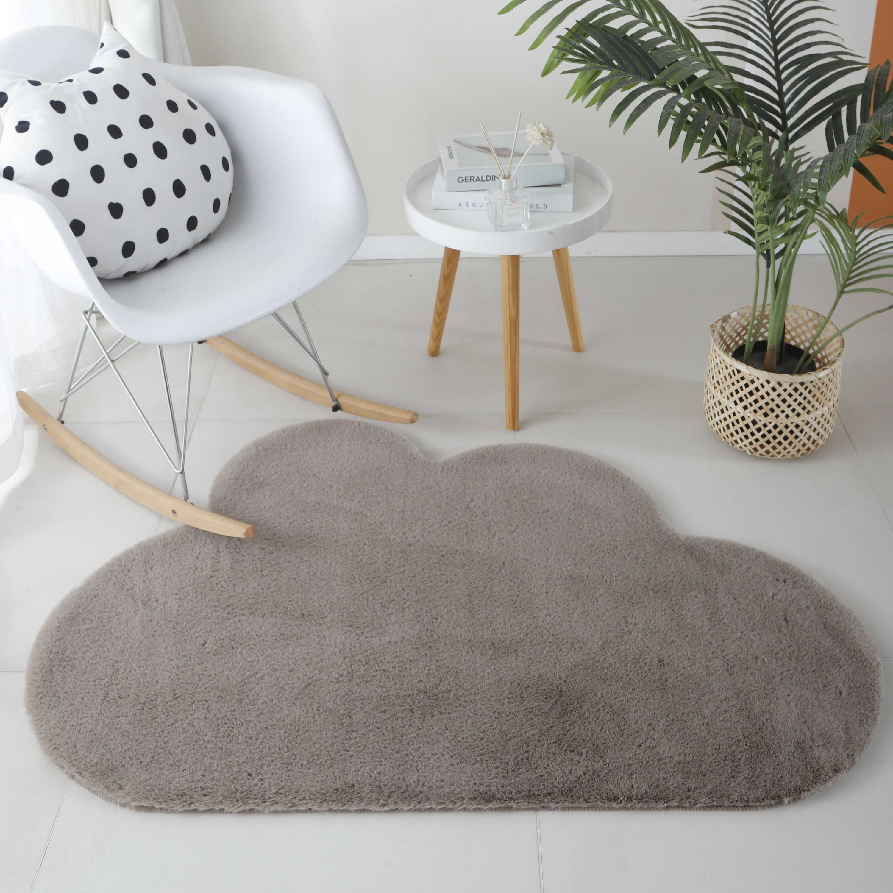 Rug plush plain cloud shape faux fur children's room super soft fur look