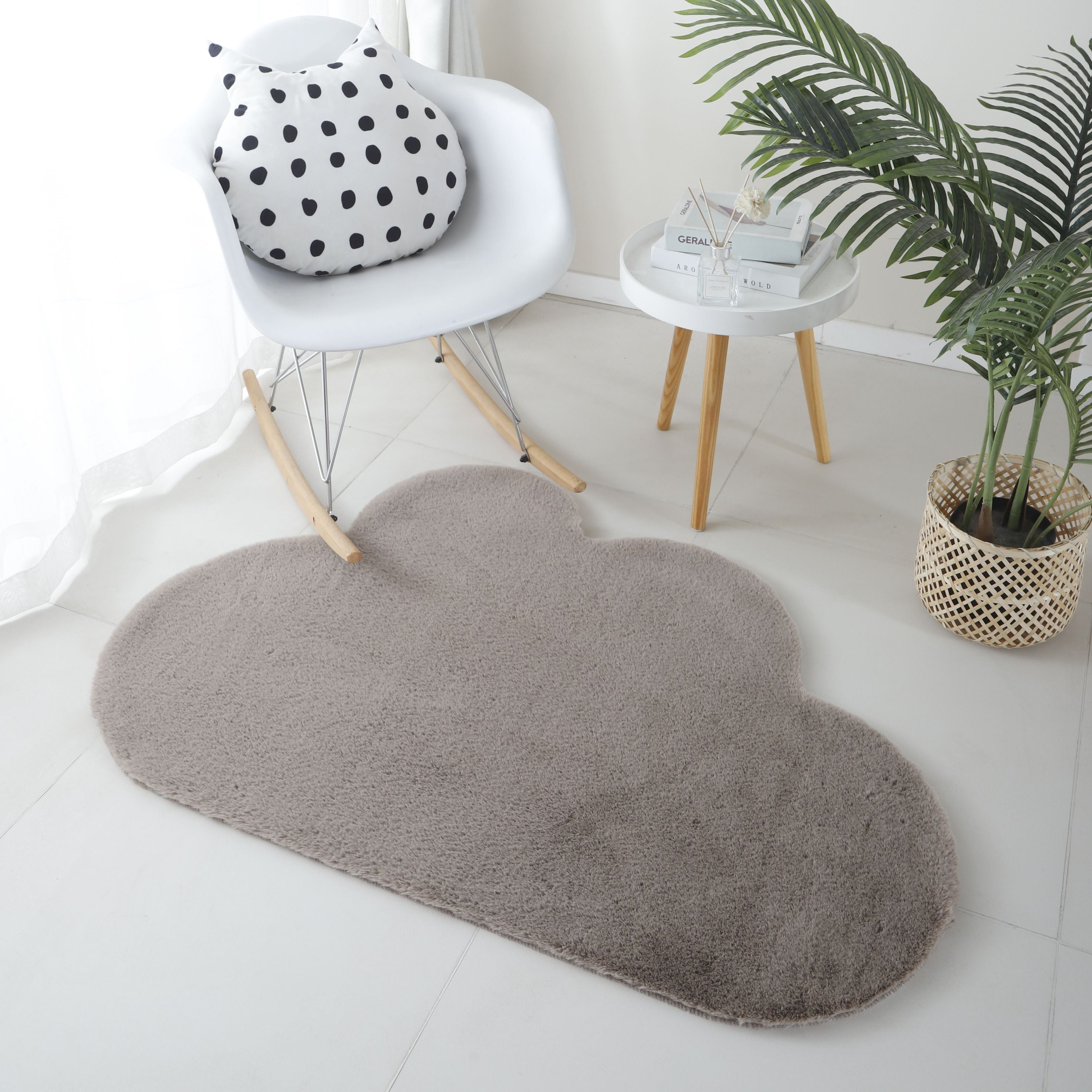 Rug plush plain cloud shape faux fur children's room super soft fur look