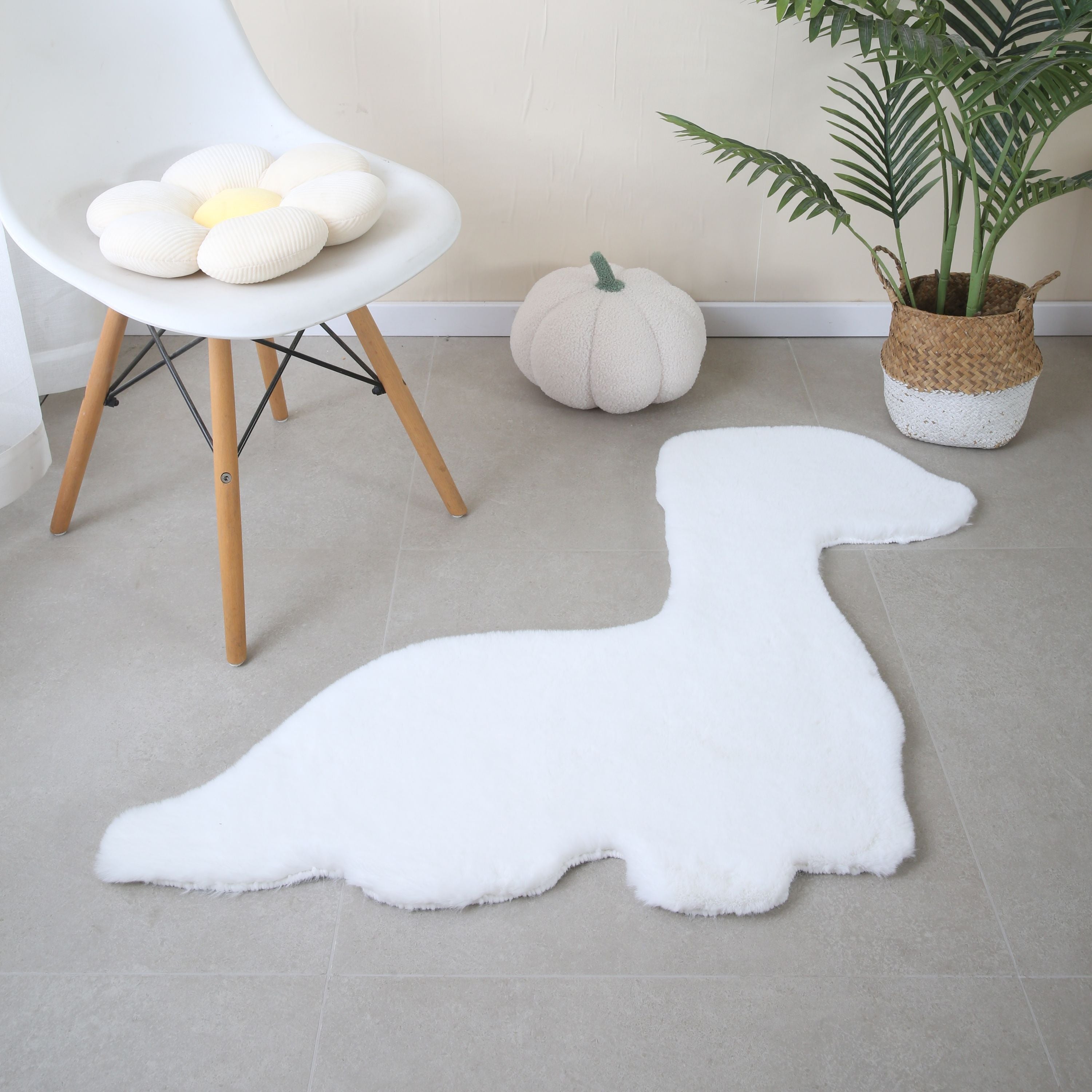 Teppich Plüsch Einfarbig Dino-form Kunstfell Kinderzimmer Super Weich Felloptik