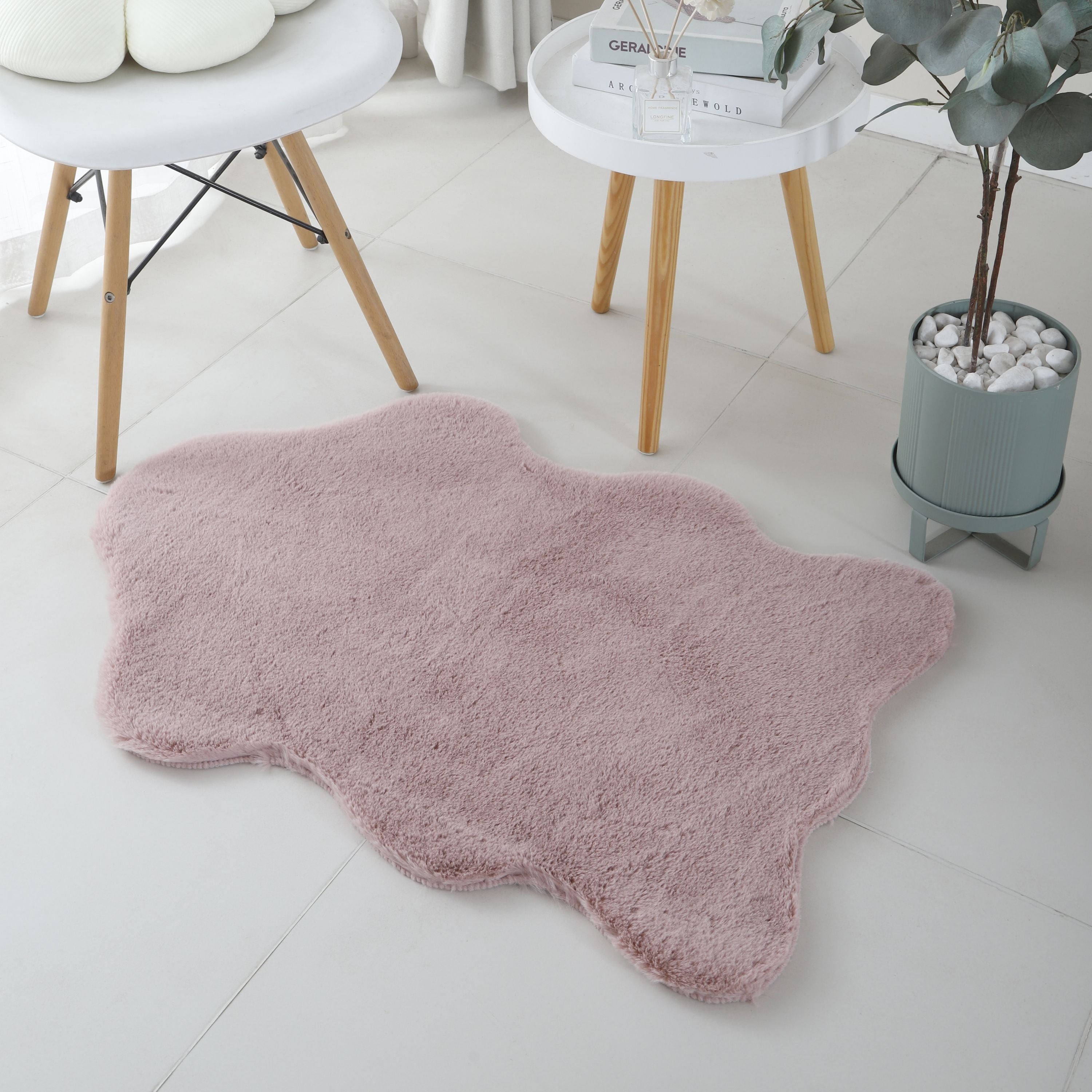 Tapis peluche uni forme peau de mouton tapis fausse fourrure chambre aspect fourrure