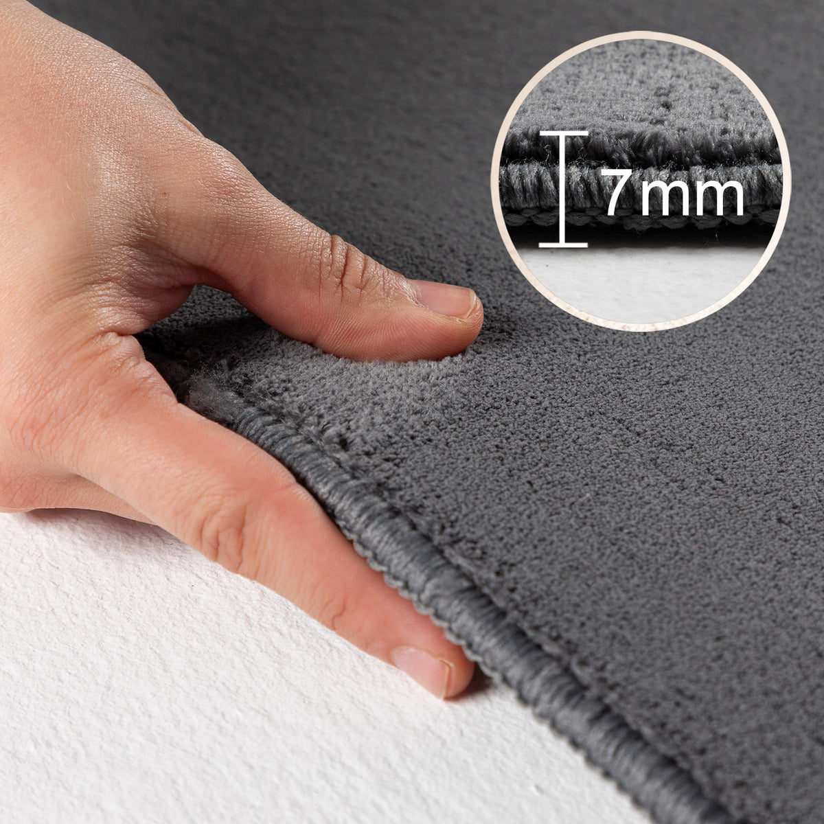 Carpettex Waschbarer Kurzflor Teppich Modern Einfarbig Weich