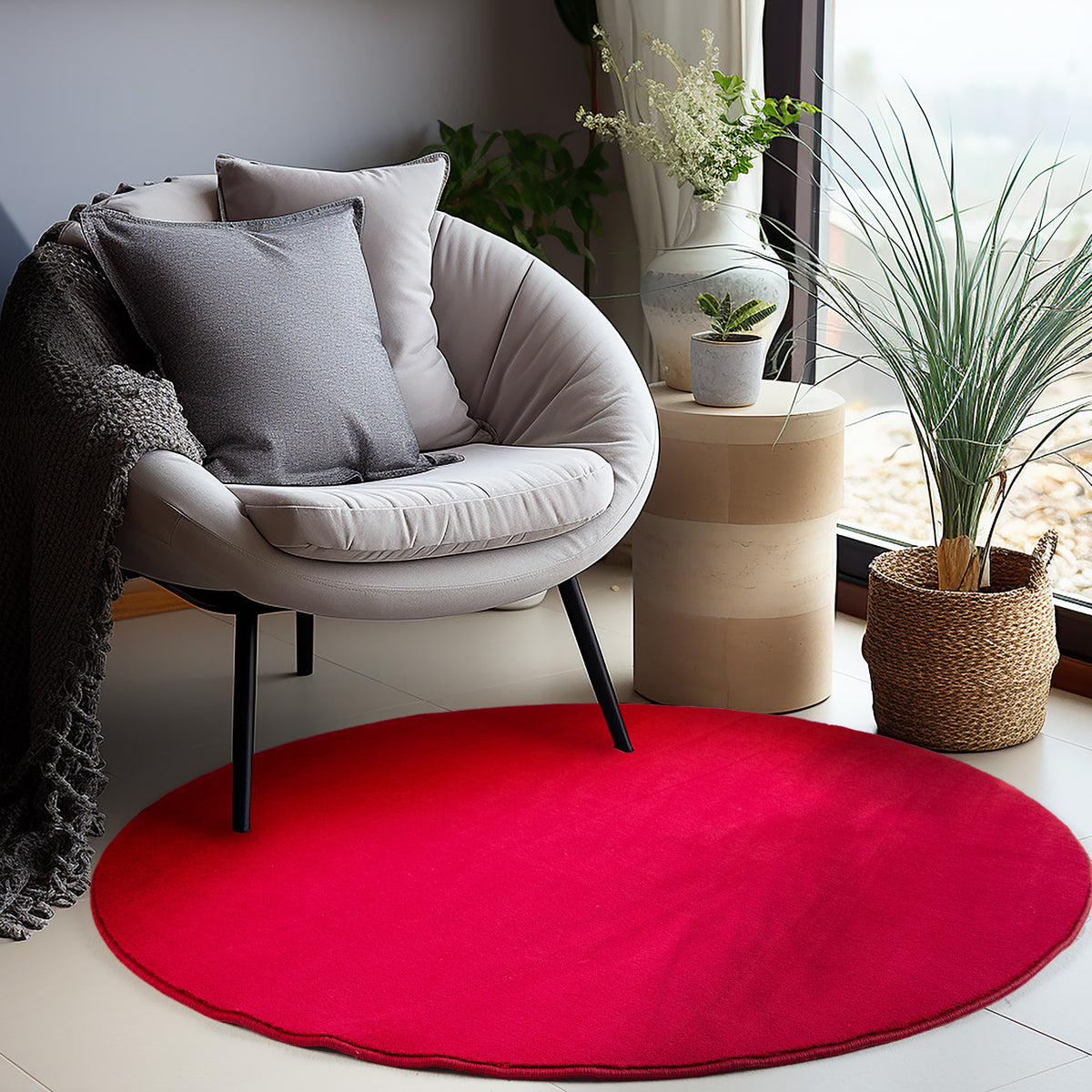 Carpettex Waschbarer Kurzflor Teppich Modern Einfarbig Weich