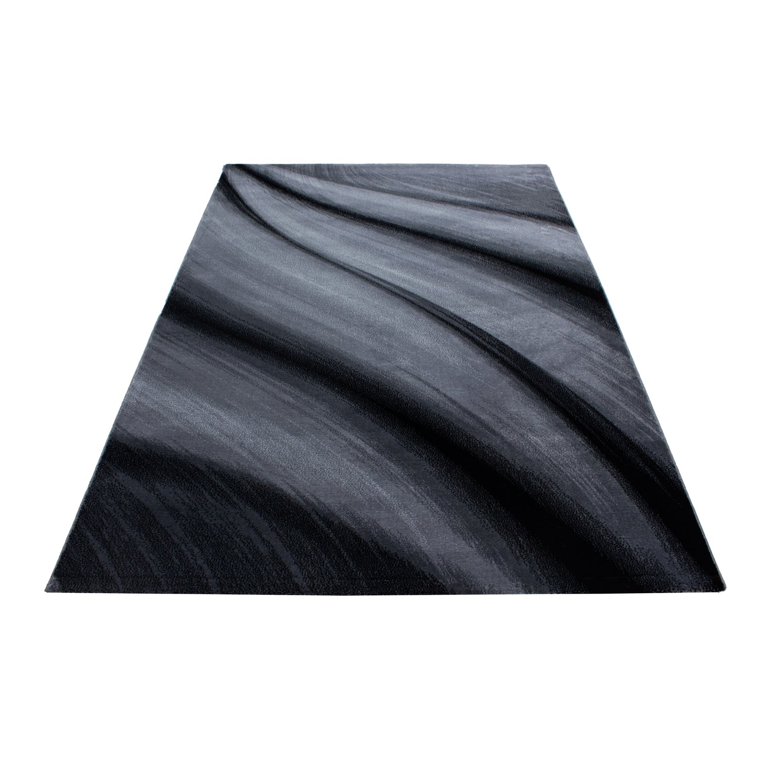 Modern short pile rug for living room, abstract wave design, easy to care for