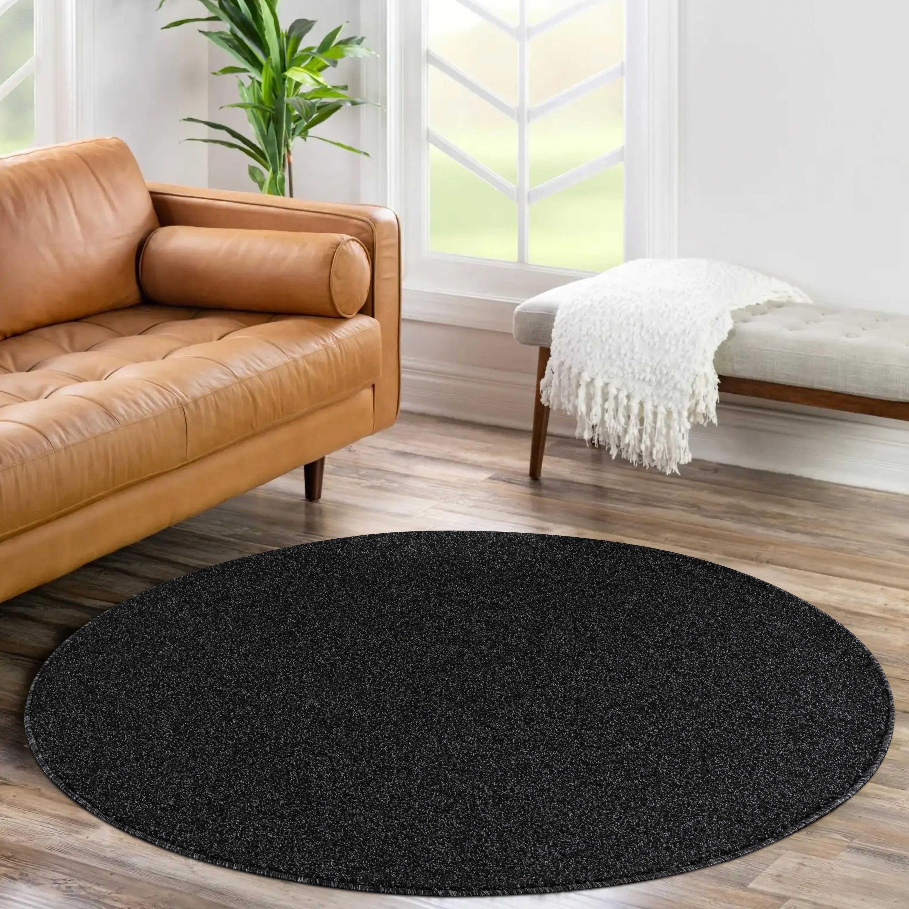 Plain short pile round rug for living room in various colors and sizes