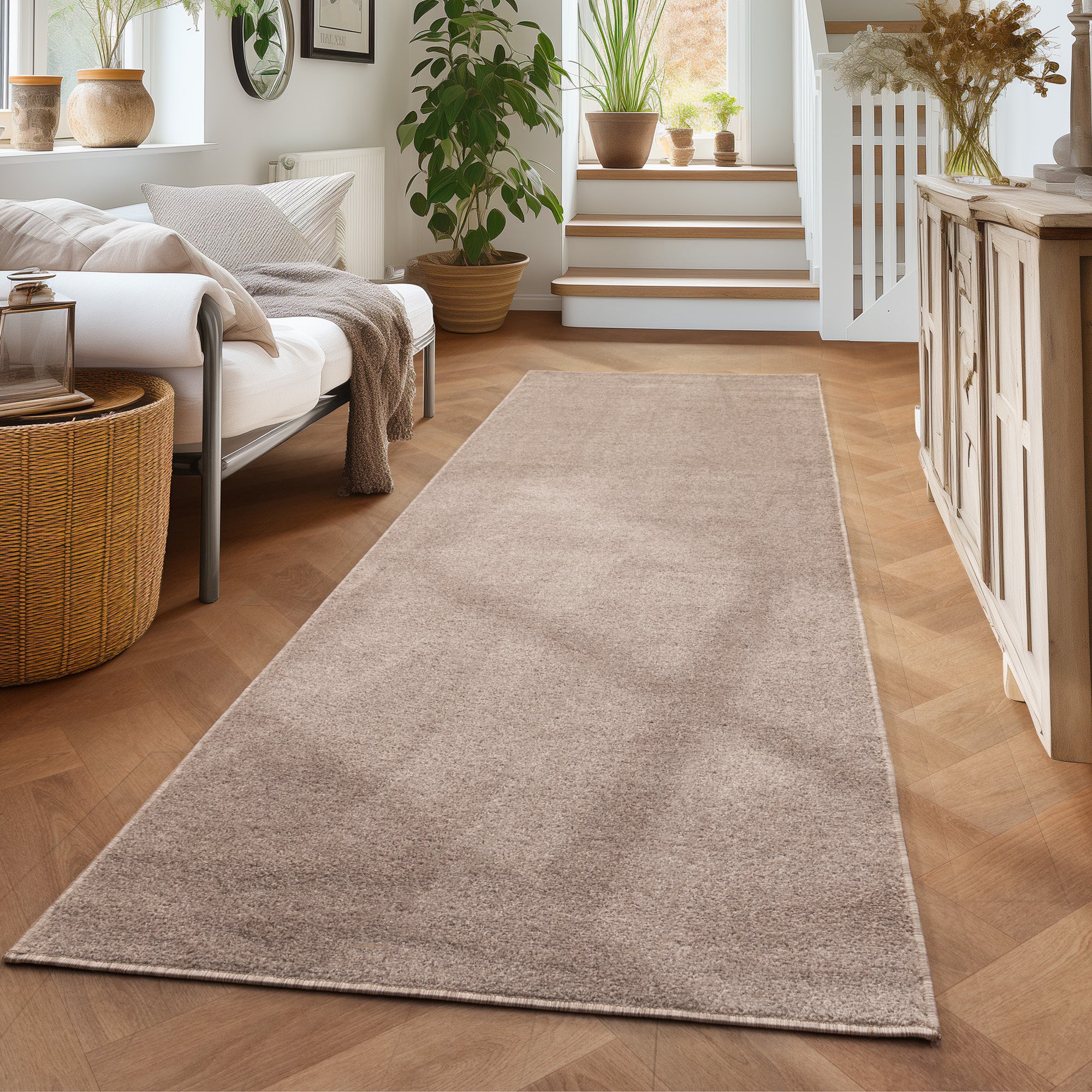 Einfarbiger Teppich Wohnzimmer Schlafzimmer Läufer Küchenteppich Kurzflor Weich