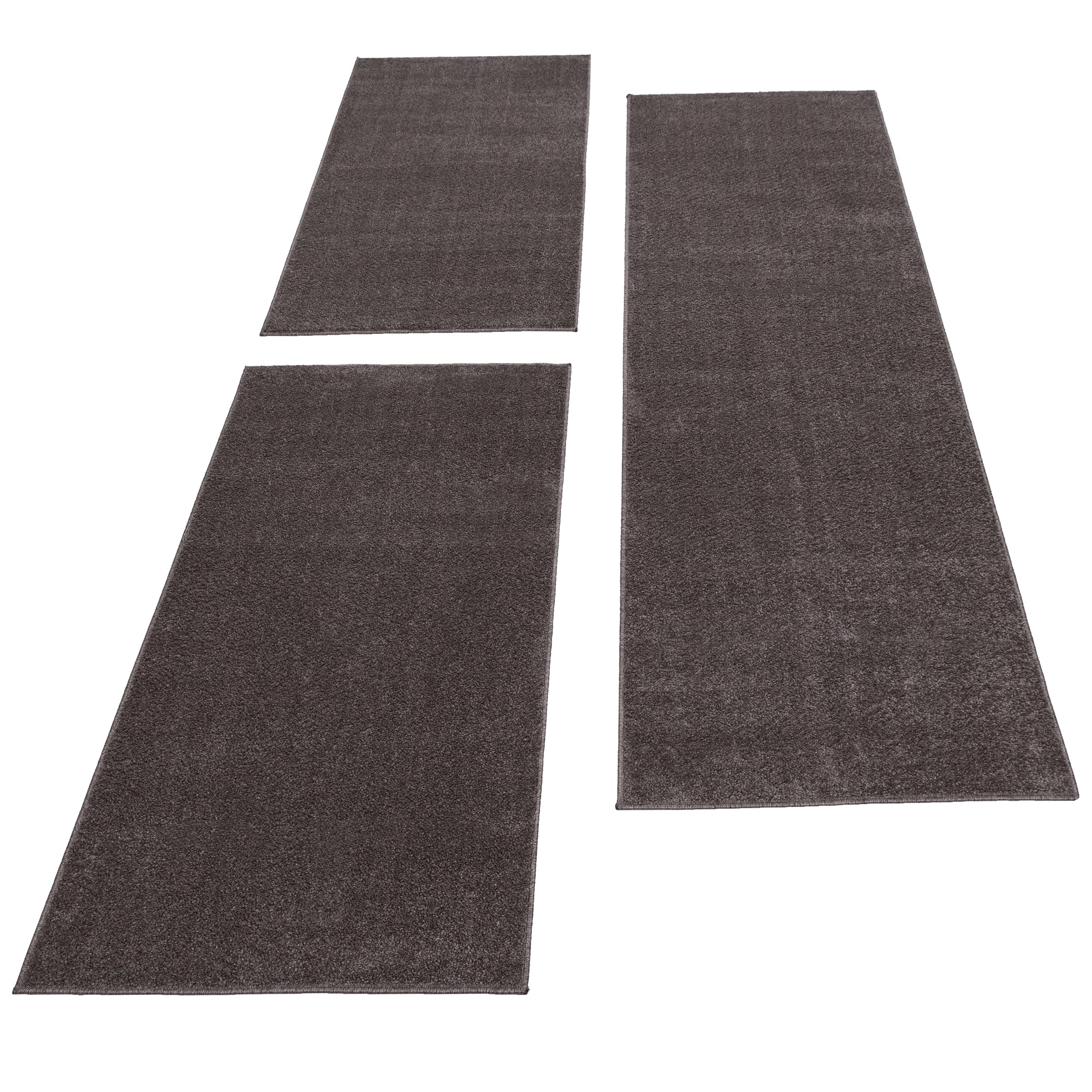 Bordure de lit tapis à poils ras ensemble de 3 pièces uni moka uni