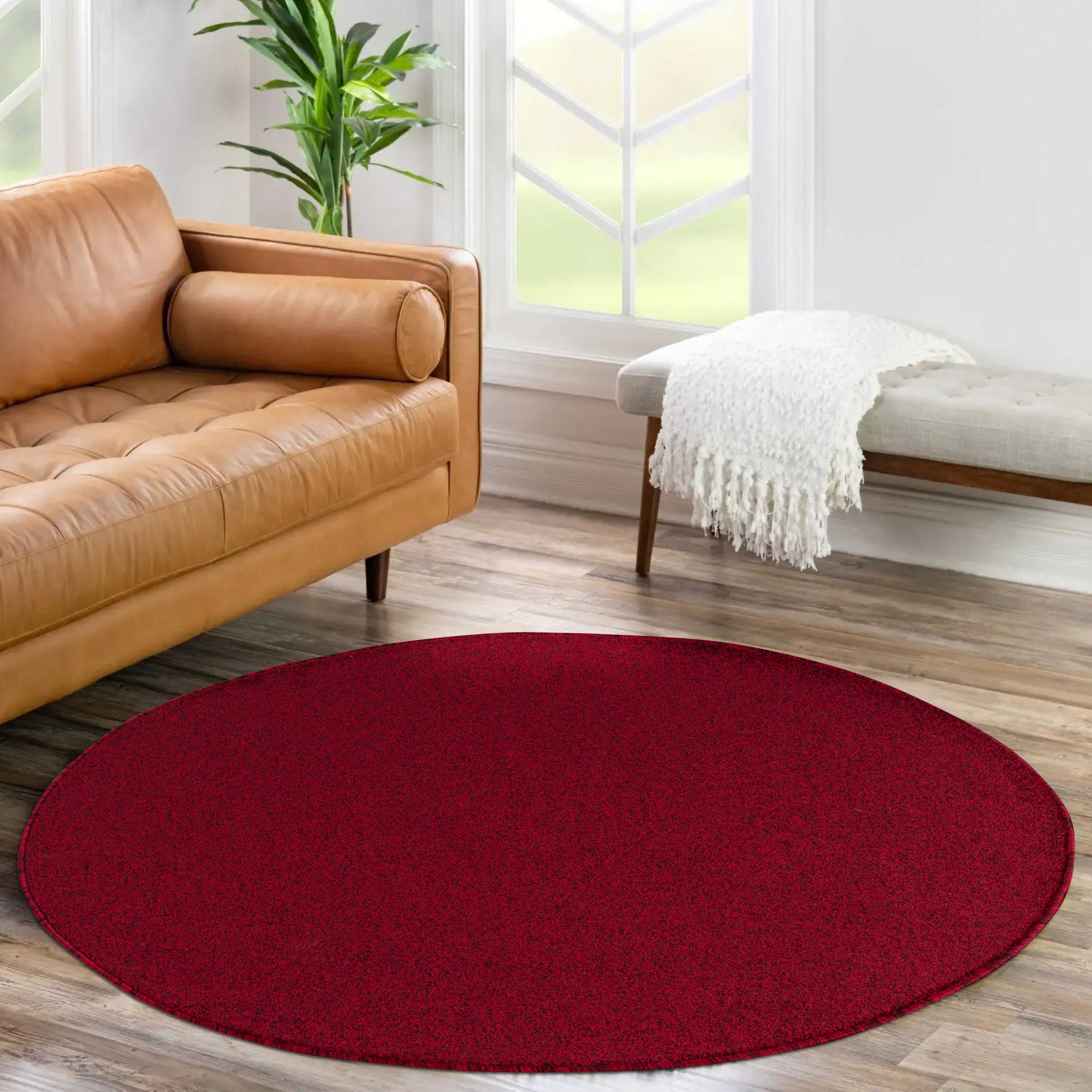 Plain short pile round rug for living room in various colors and sizes