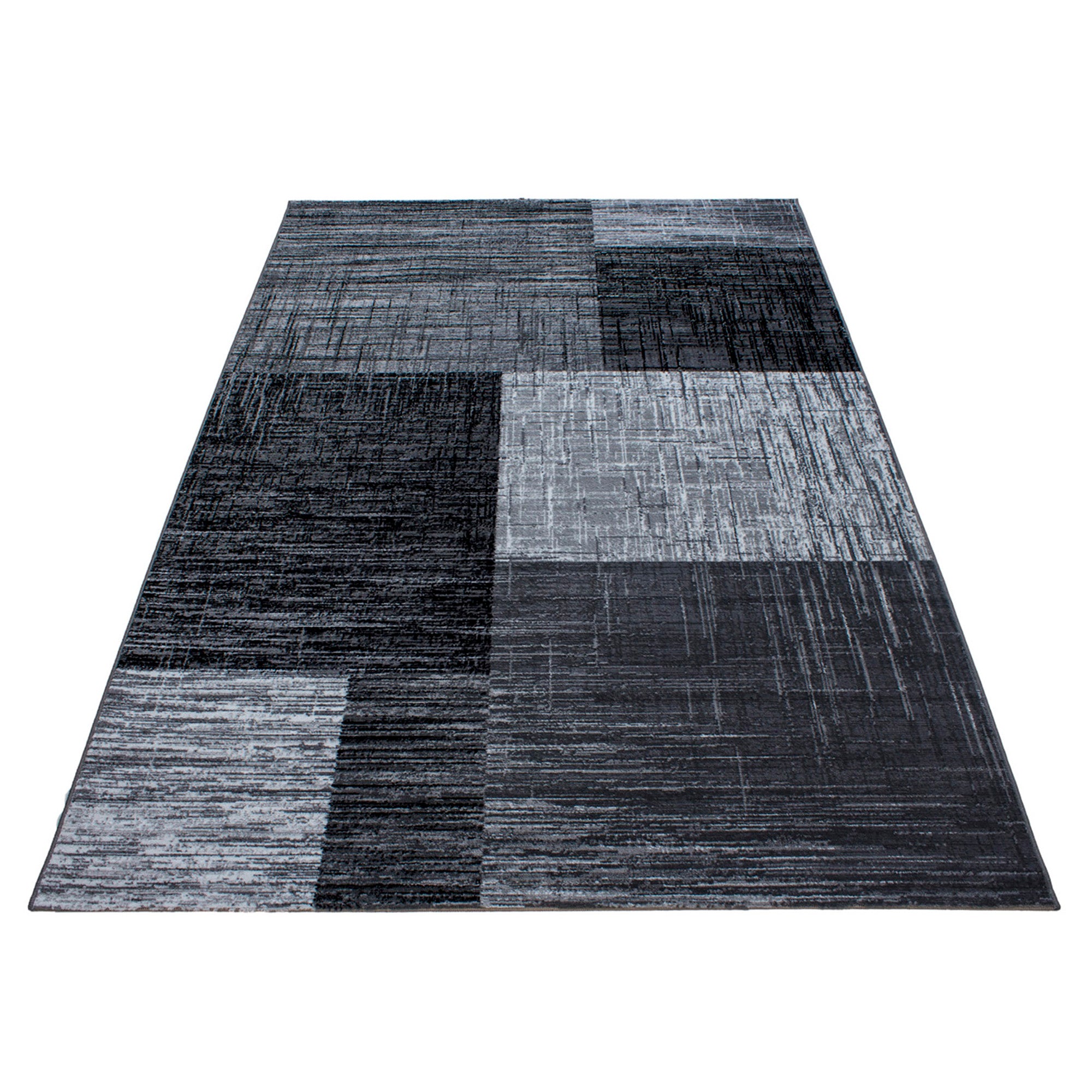 Modern Kurzflor Teppich Wohnzimmer Abstrakt Kariert Design Weich Pflegeleicht