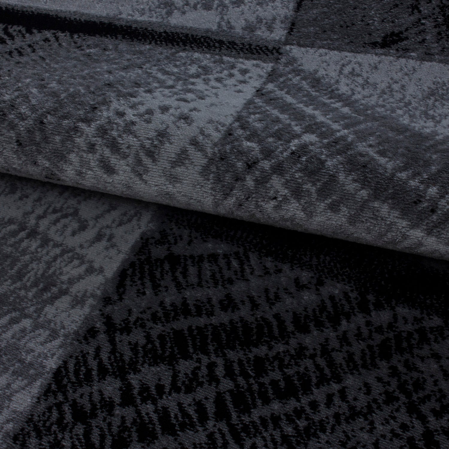 Modern Kurzflor Teppich Wohnzimmer Abstrakt Kariert Design Schwarz Pflegeleicht
