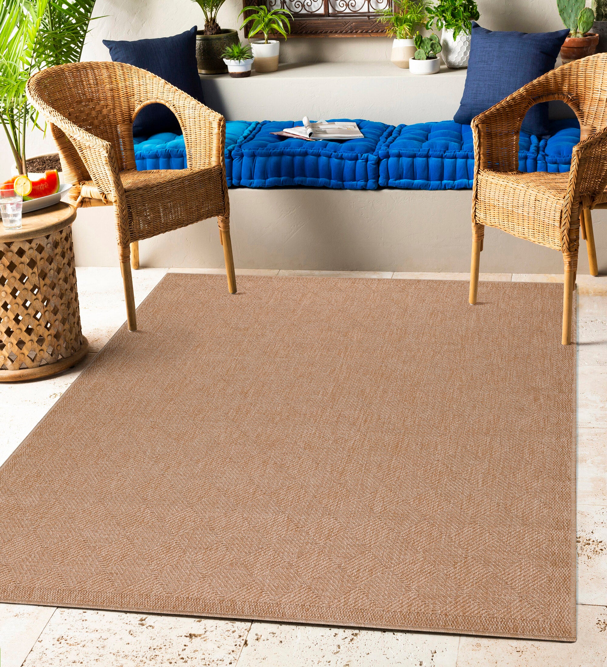 Tapis d'intérieur et d'extérieur résistant aux intempéries, design vintage, aspect naturel, cuisine, balcon, terrasse.