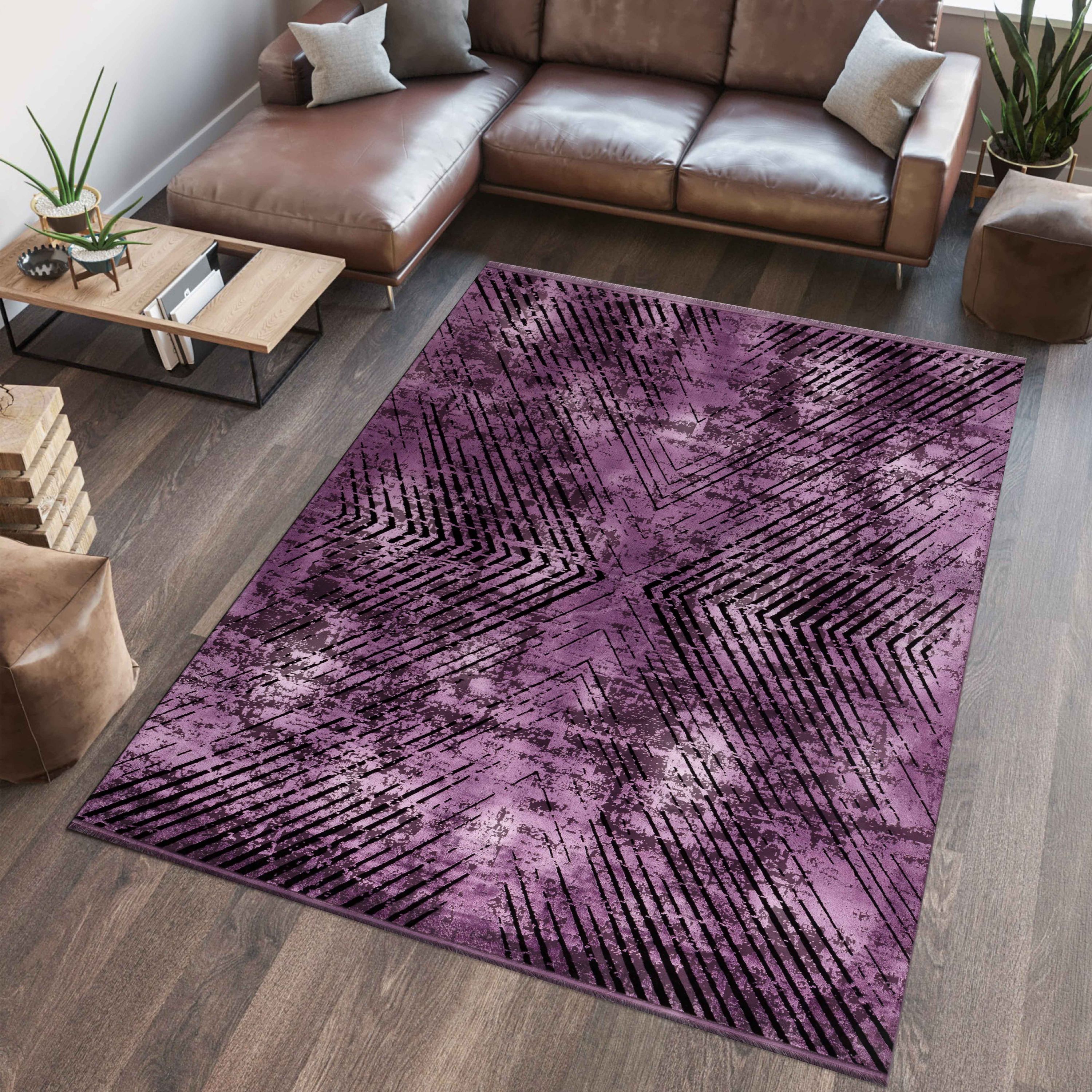 Modern short pile thin carpet vintage design viscose look carpet living room