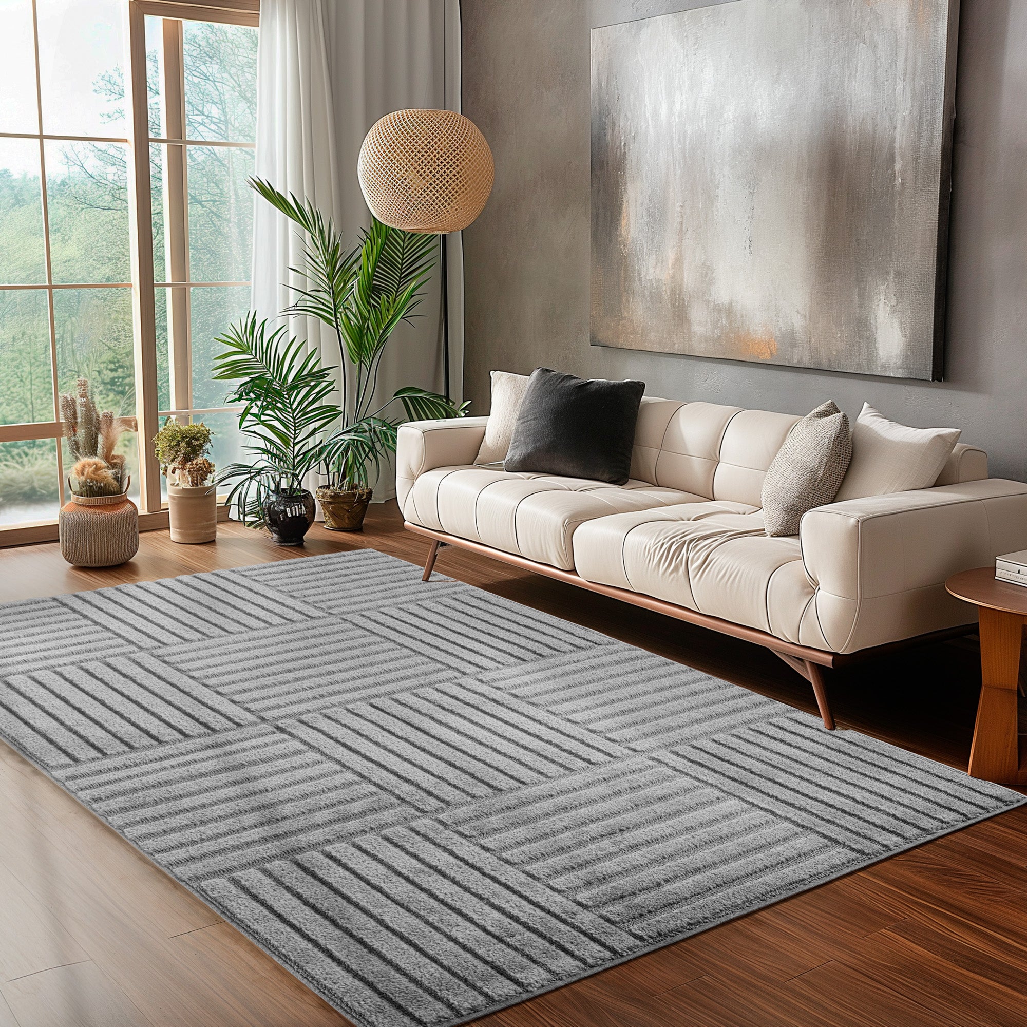 Carpettex Hochflor Teppich Skandi Boho Hoch-Tief Shaggy