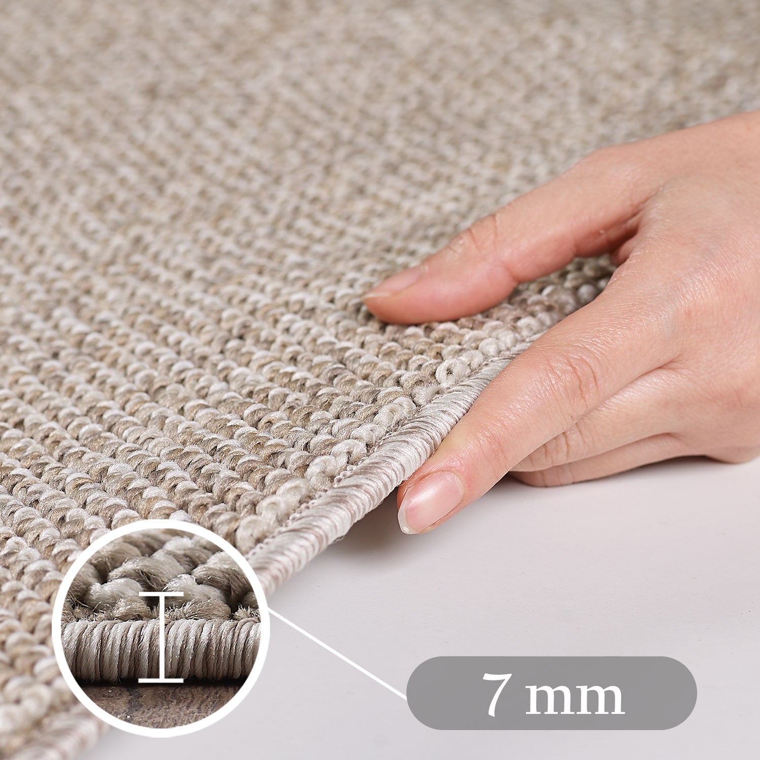 Runder Moderner Wohnzimmer Teppich Robuster, Melierter und Einfarbiger Cut-Loop