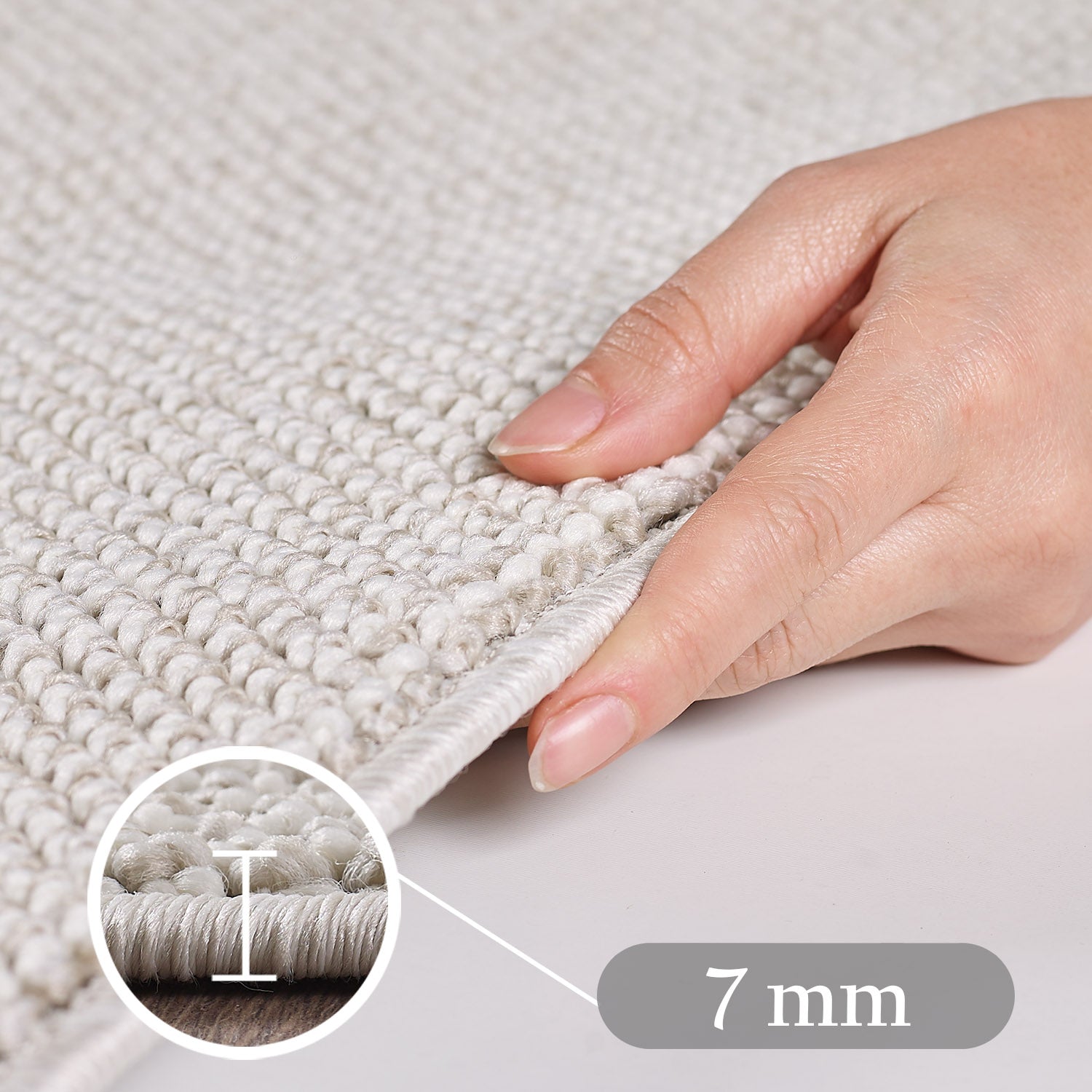 Runder Moderner Wohnzimmer Teppich Robuster, Melierter und Einfarbiger Cut-Loop