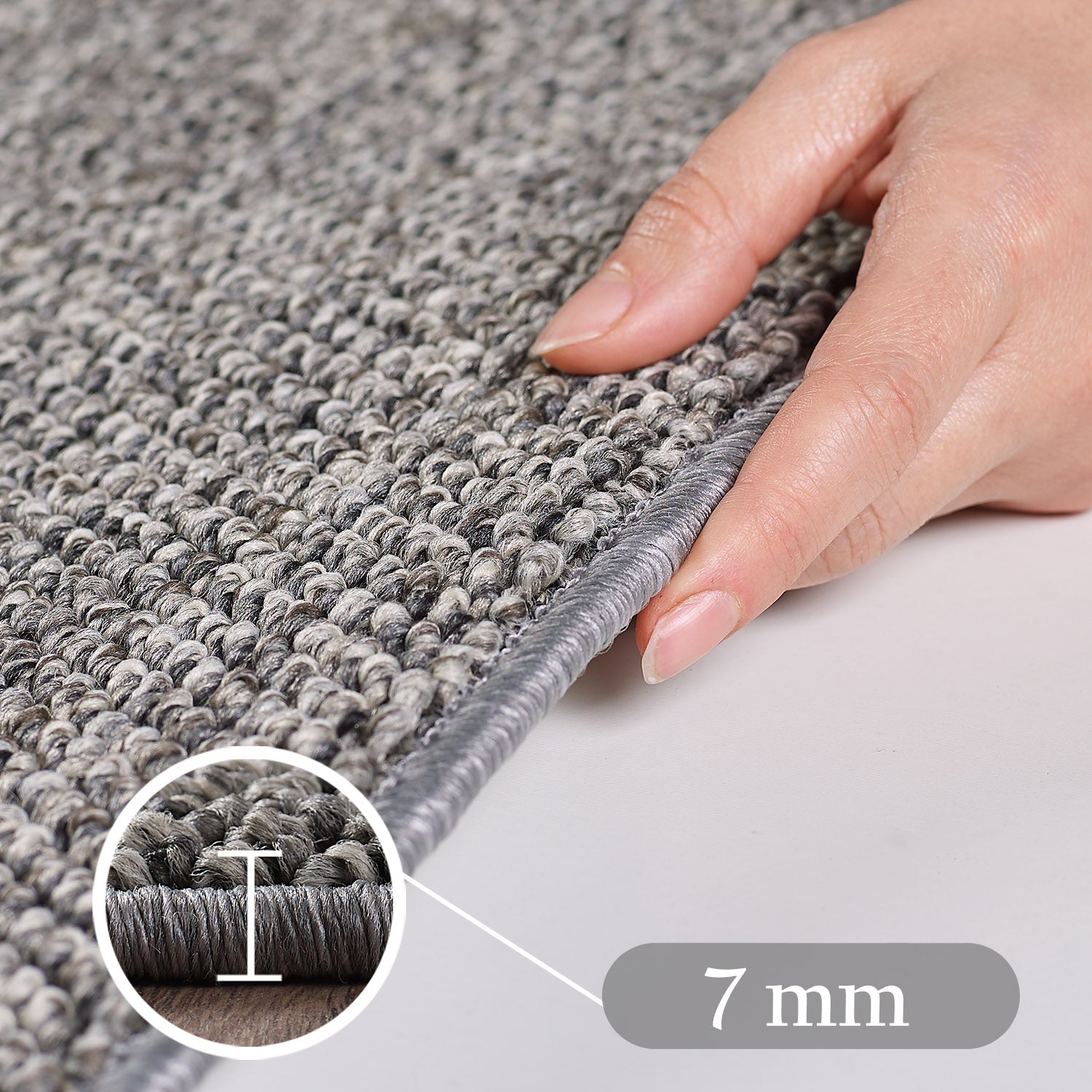 Runder Moderner Wohnzimmer Teppich Robuster, Melierter und Einfarbiger Cut-Loop