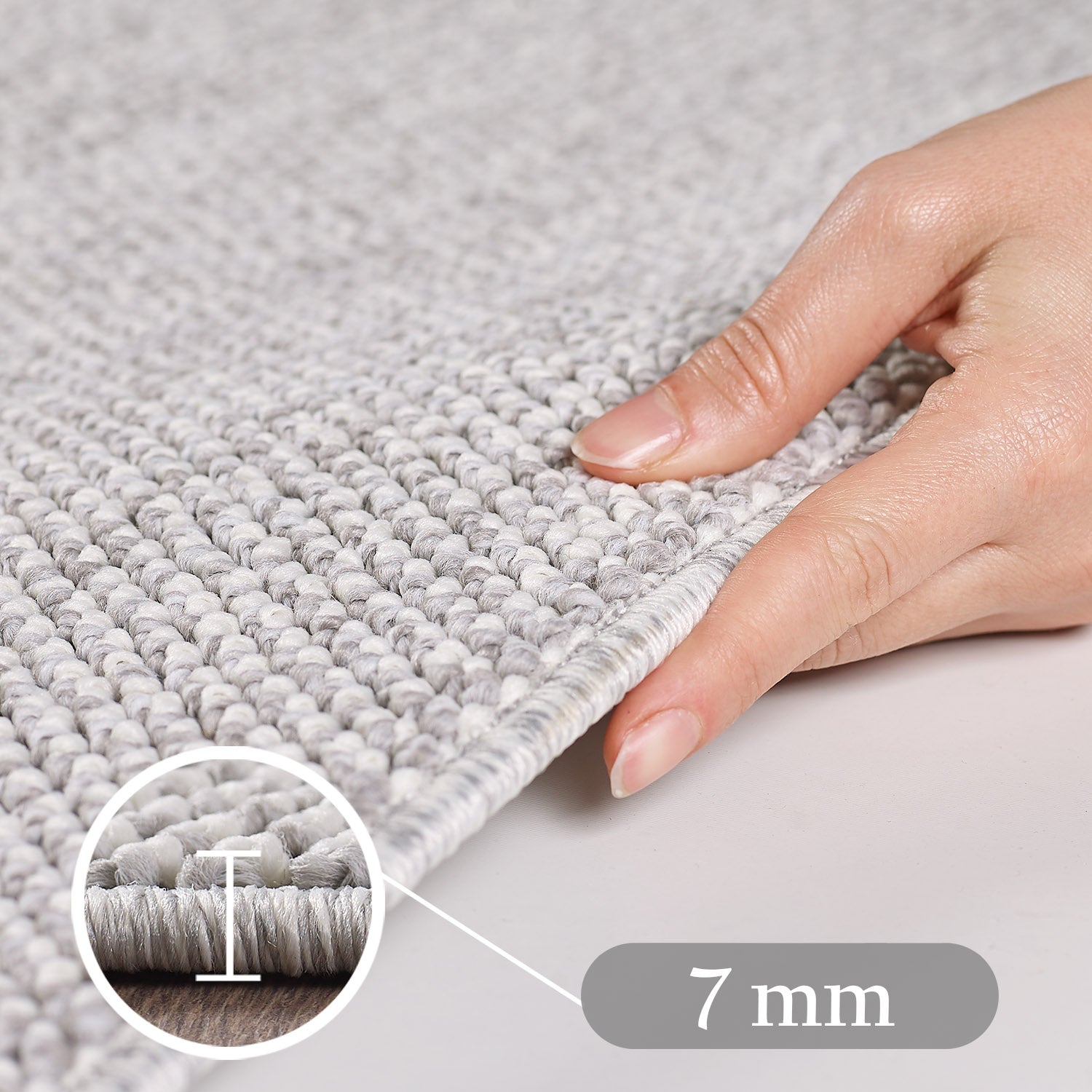 Runder Moderner Wohnzimmer Teppich Robuster, Melierter und Einfarbiger Cut-Loop
