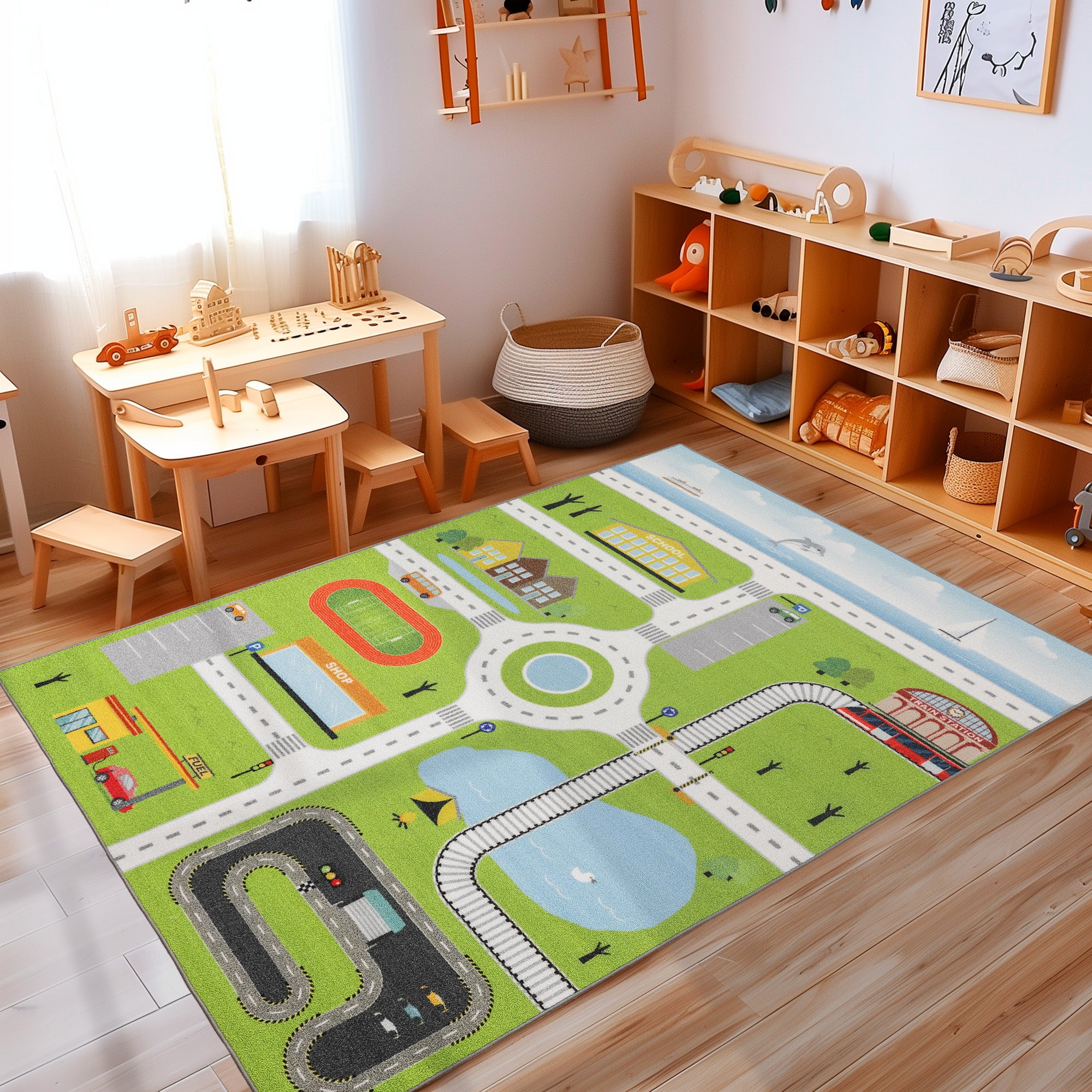 Kinderteppich Jungen Straßenteppich Teppich Kinderzimmer Spielteppich Rutschfest