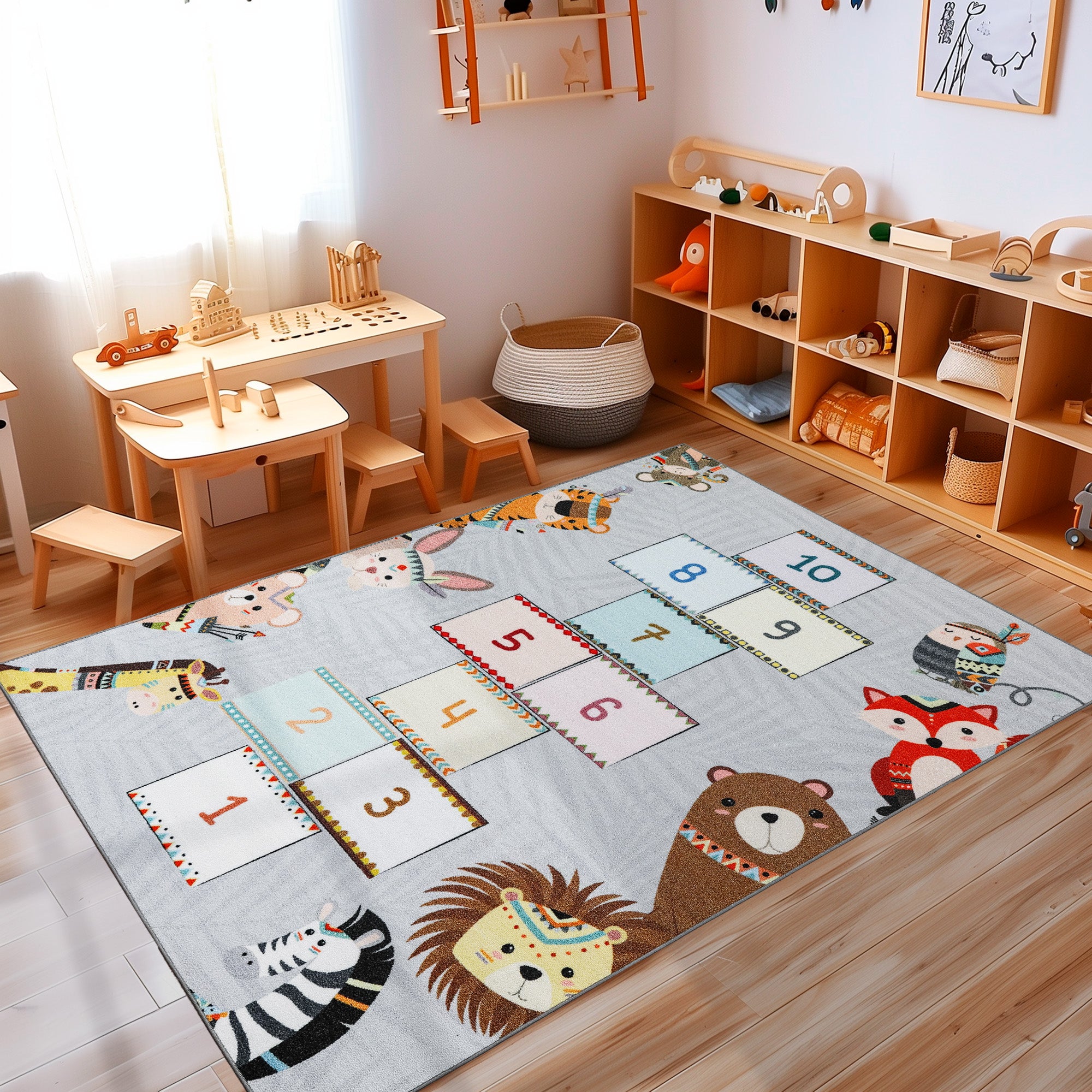 Kinderteppich Jungen oder Mädchen Himmel Hölle Spielteppich Rutschfest Waschbar