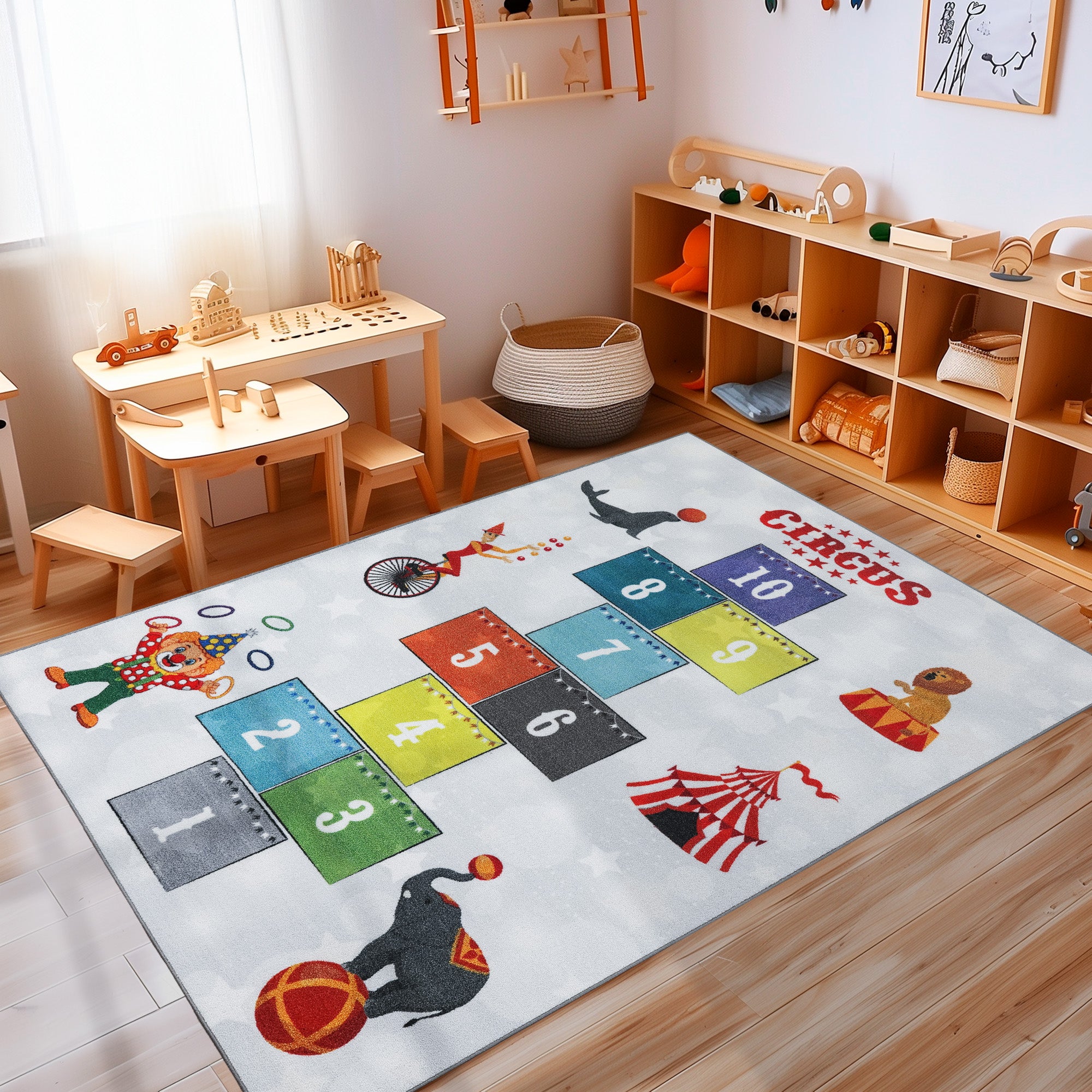 Kinderteppich Jungen oder Mädchen Himmel und Hölle Spielteppich Rutschfest