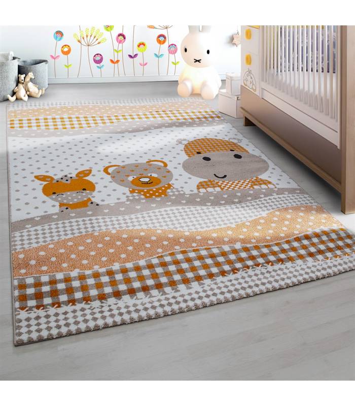 Children's carpet short pile lighthouse seafaring ship children's room gray beige