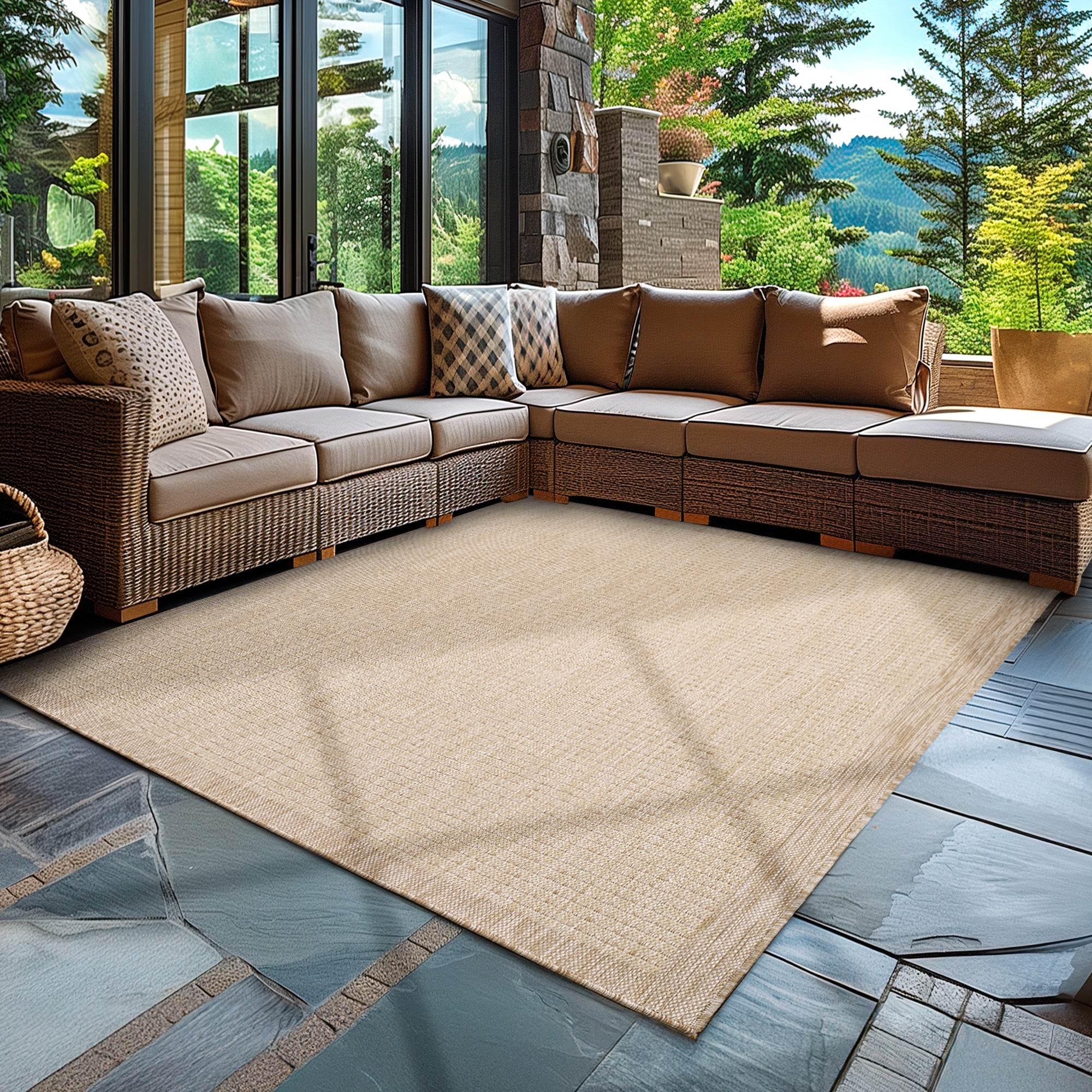 Teppich Wohnzimmer Beige Hochflor Läufer Flur Skandi Boho Teppich 3D Design
