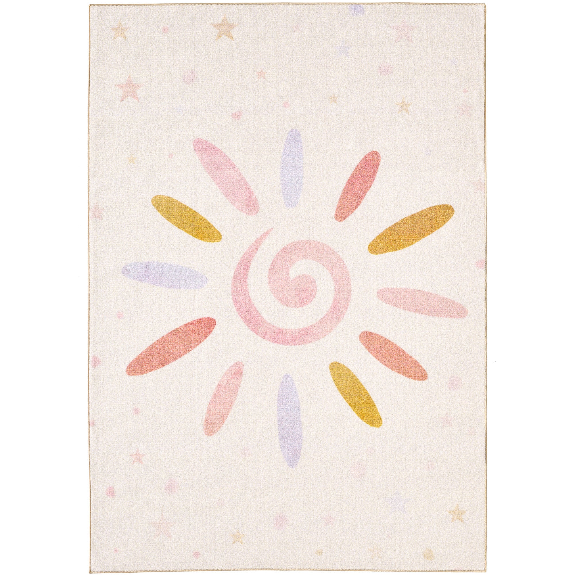 Teppich Kinderzimmer Creme Mädchen Junge Flauschiger Kinderteppich Waschbar Weich